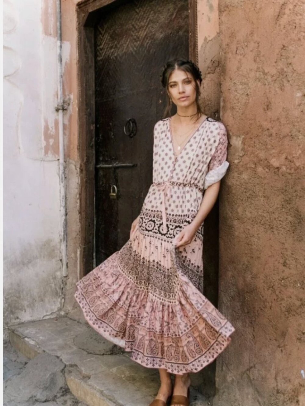 SPELL & The Gypsy Lionheart Gown Blush Pink Maxi Dress Small NWOT Rare